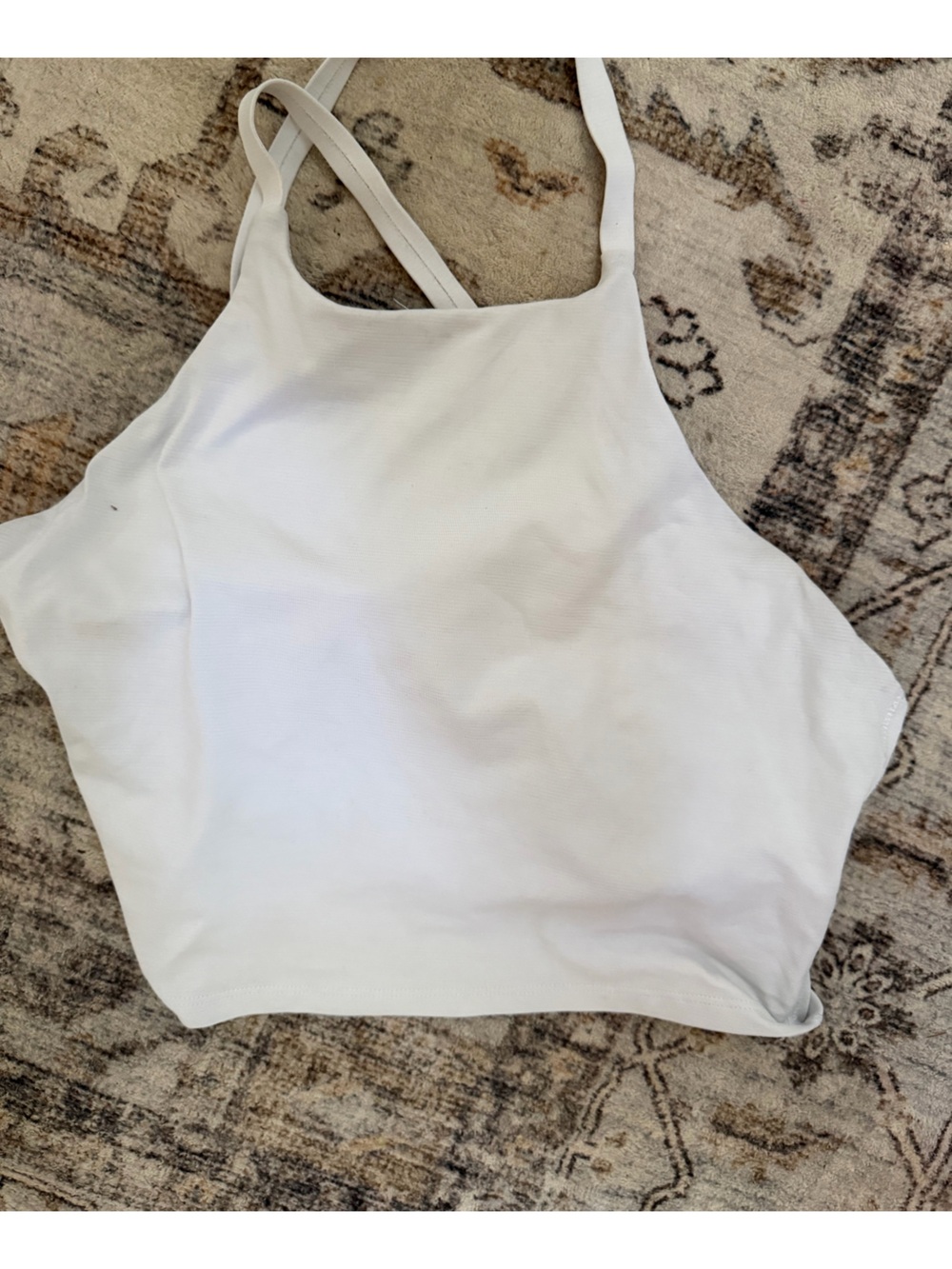 Outdoor Voices White Ribbed High-Neck Tank
